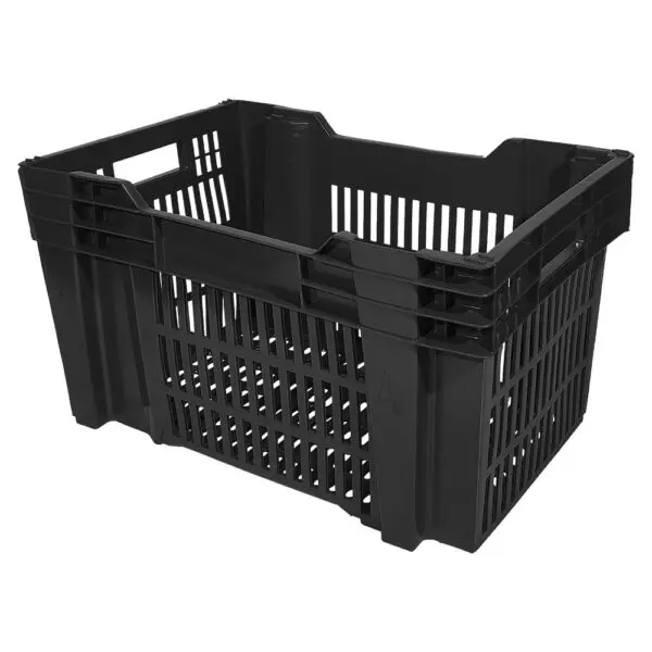 Caixa de engradado de plástico vazado preto