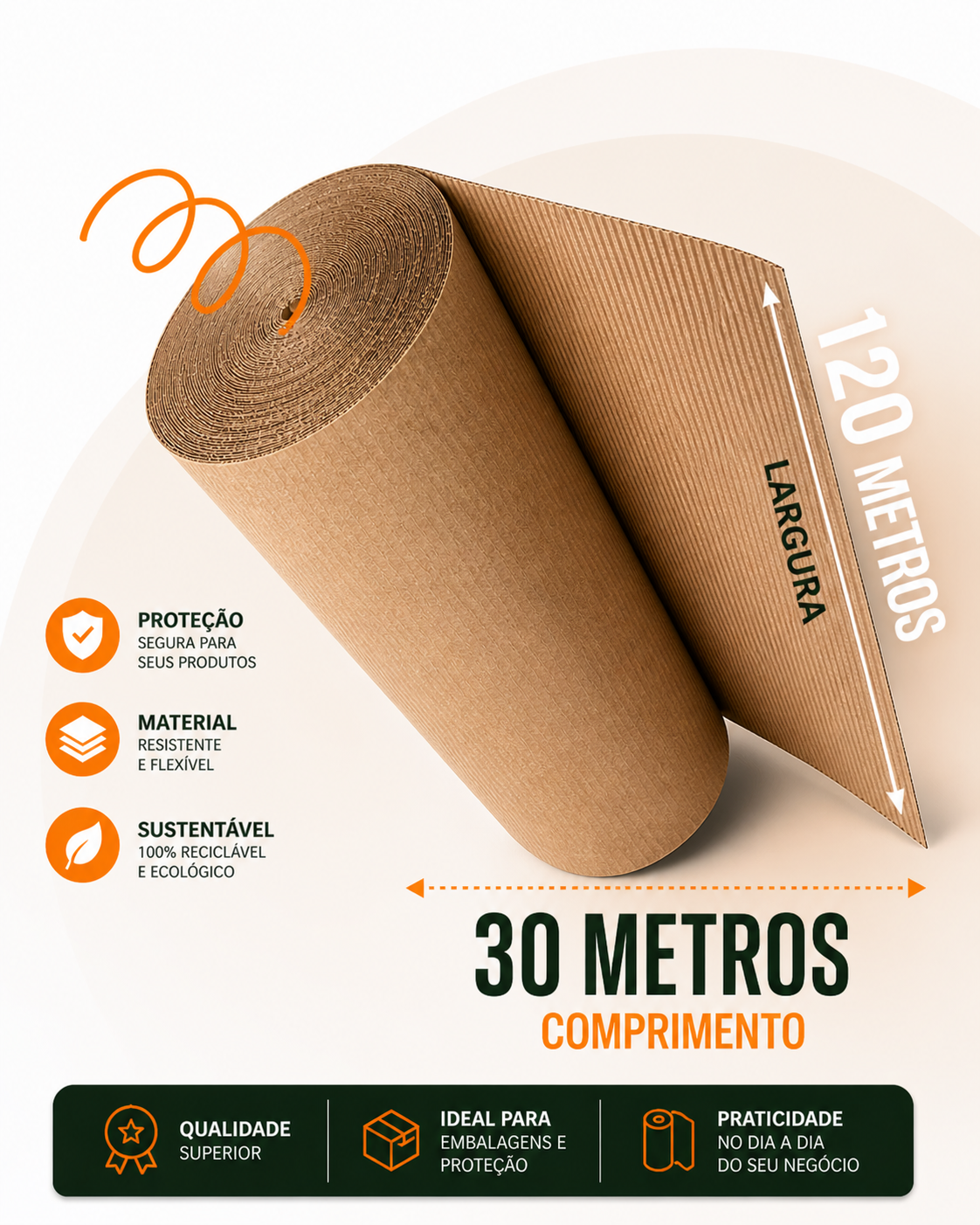 Papel Ondulado (Corrugado) 1.20cm x 30m