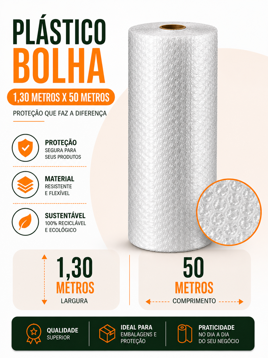 Plastico Bolha 1.30cm x 50m
