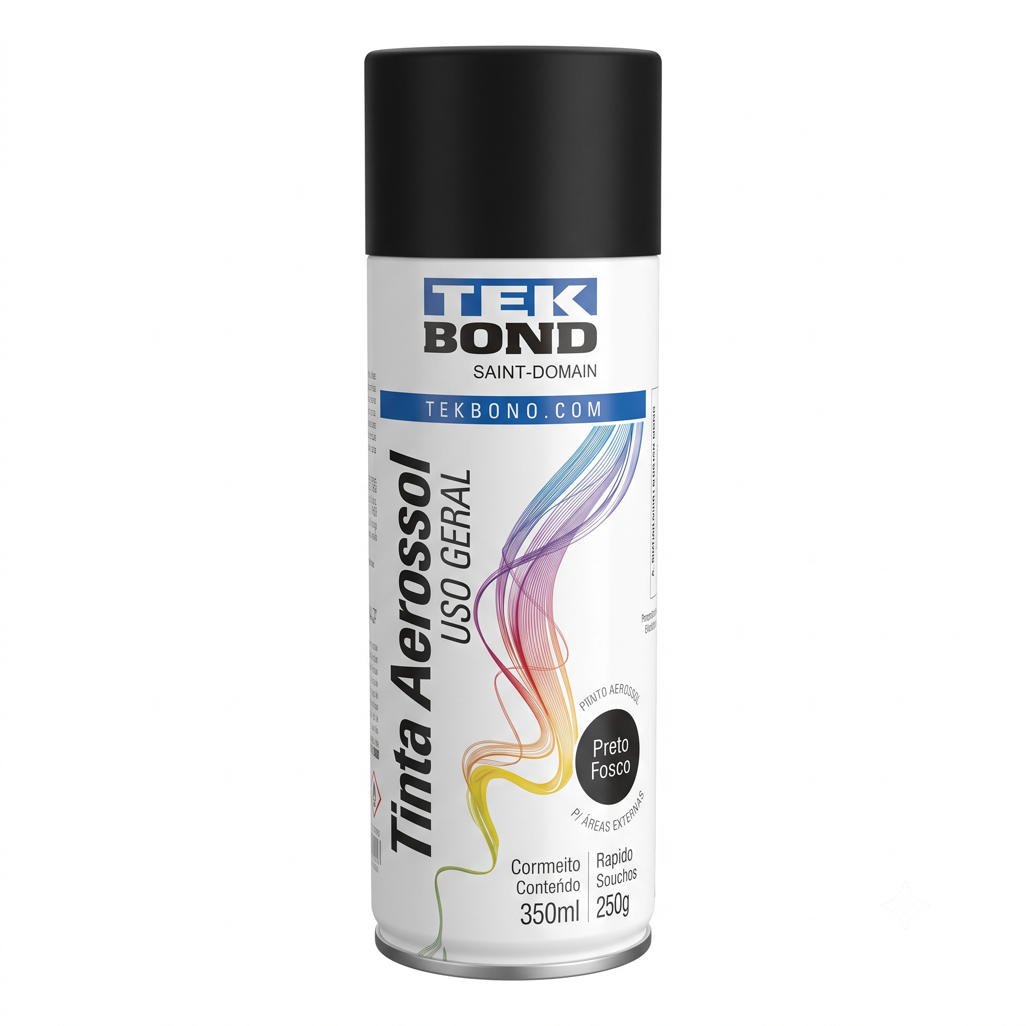 Tinta super color spray preto Tek Bond 350 ml